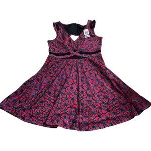 Material Girl NWT Romantic Goth Skater Dress Midriff Cutout Black/Red Print XL